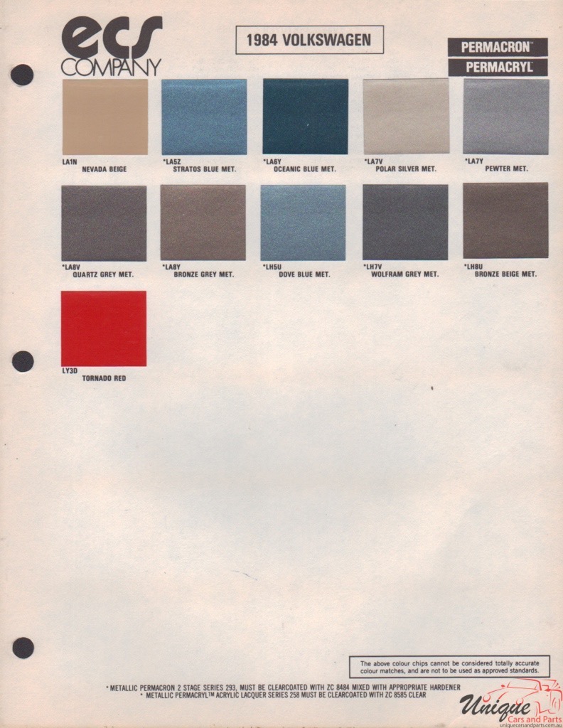 1984 Volkswagen Paint Charts ECS 1